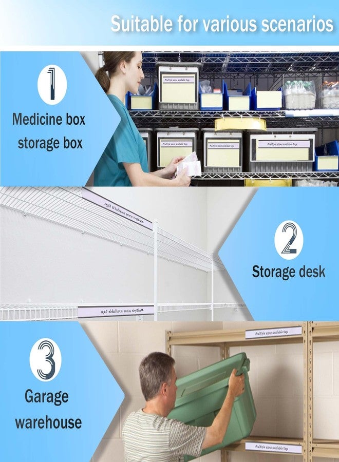 Eeoyu Magnetic Label Holders with Magnets Magnetic Data Card Holders with Clear Plastic Protectors for Metal Shelf, Whiteboard, Set of 50 (1 x 8 Inch) - Image 3